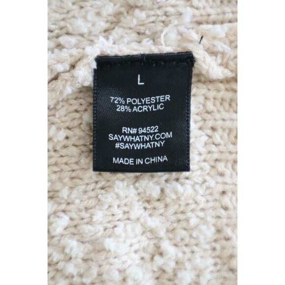 Say What ? 861782 Women's Sz L Beige Open-Front Popcorn Textured Cardigan - Picture 5 of 9